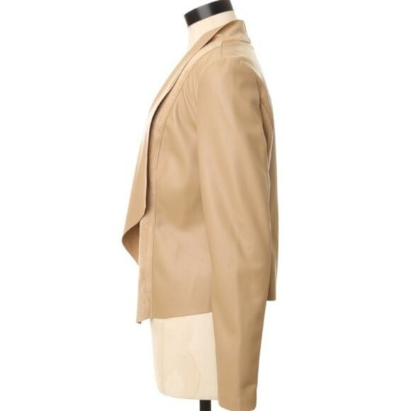 Dark Nude Leather Jacket Open Front Women's Small - Picture 3 of 5